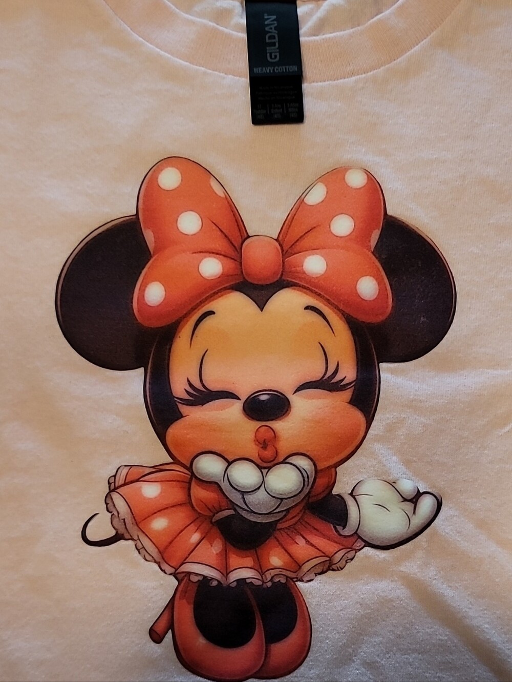 Gildan Pink Minnie Mouse Graphic Tee with Red Bow